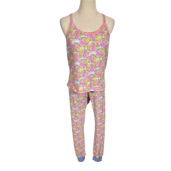 2 Piece Set: Natural Life Mix & Match Waffle Long Johns & Pajama Cami Floral - Picture 4 of 12